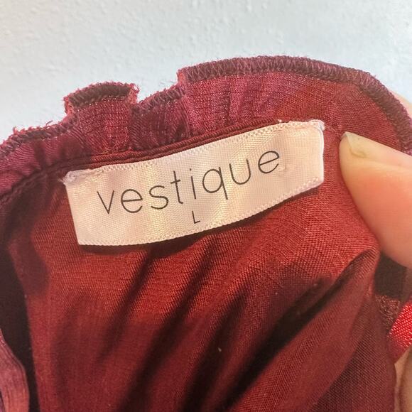 Vestique Womens Large Merlot Sweet & Stunning Babydoll Mini Dress Ruffle Layered - Picture 5 of 9